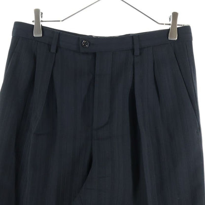 Saint Laurent Paris Striped Front Tucked Slacks Pants Black 682379