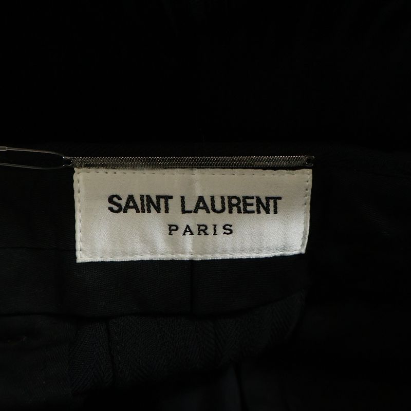 Saint Laurent Paris Striped Front Tucked Slacks Pants Black 682379