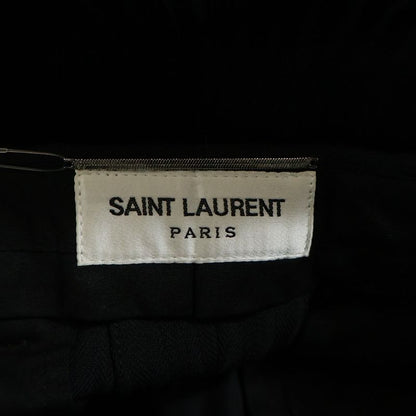 Saint Laurent Paris Striped Front Tucked Slacks Pants Black 682379