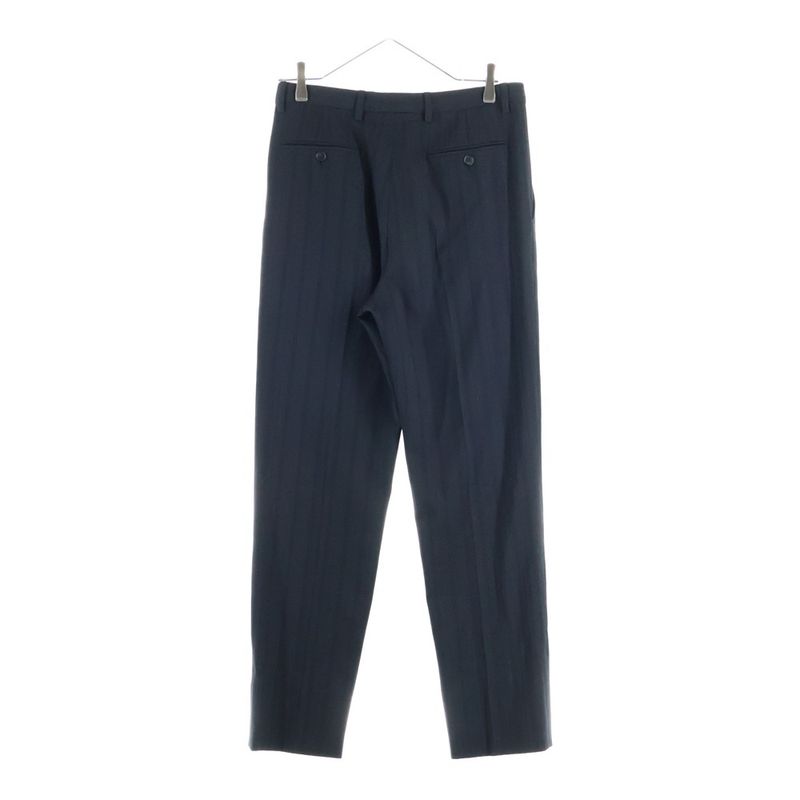 Saint Laurent Paris Striped Front Tucked Slacks Pants Black 682379