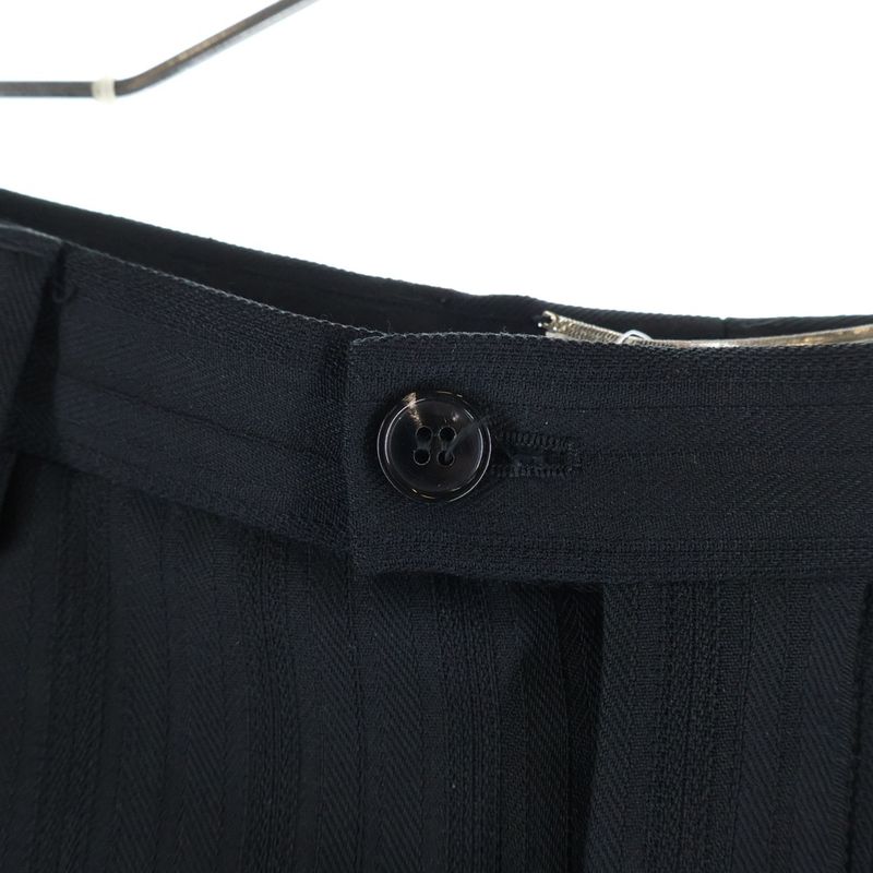Saint Laurent Paris Striped Front Tucked Slacks Pants Black 682379