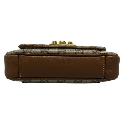 Gucci Handbag Padlock GG Supreme Dark Brown Ivory and Black Leather