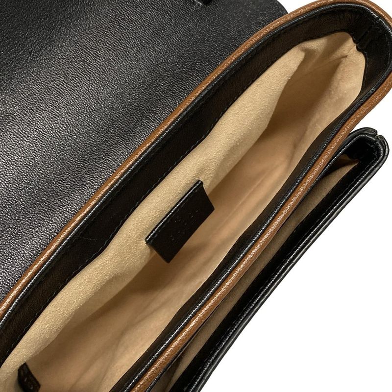 Gucci Handbag Padlock GG Supreme Dark Brown Ivory and Black Leather