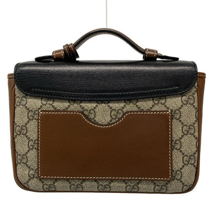 Gucci Handbag Padlock GG Supreme Dark Brown Ivory and Black Leather