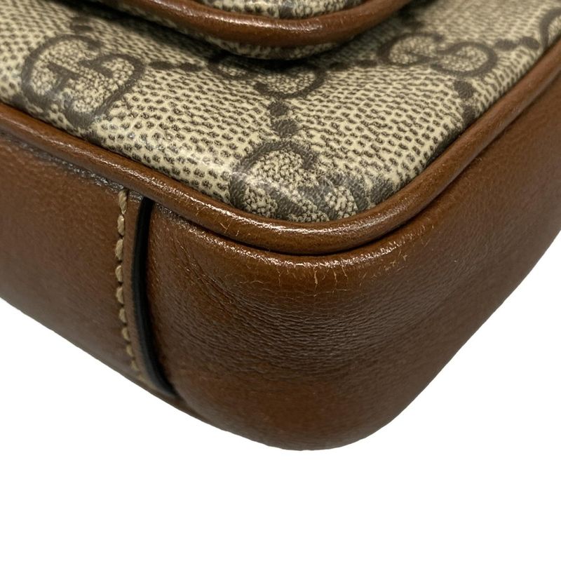 Gucci Handbag Padlock GG Supreme Dark Brown Ivory and Black Leather