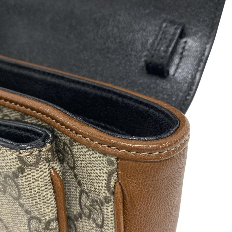 Gucci Handbag Padlock GG Supreme Dark Brown Ivory and Black Leather