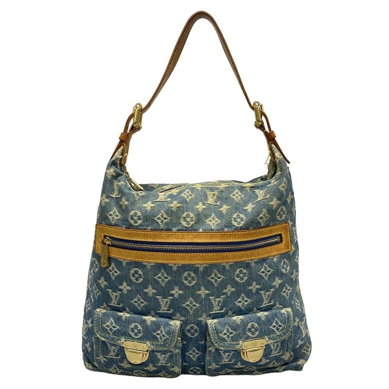 Louis Vuitton Bag Denim Baggy GM M95048 Blue Cotton Leather