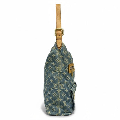 Louis Vuitton Bag Denim Baggy GM M95048 Blue Cotton Leather