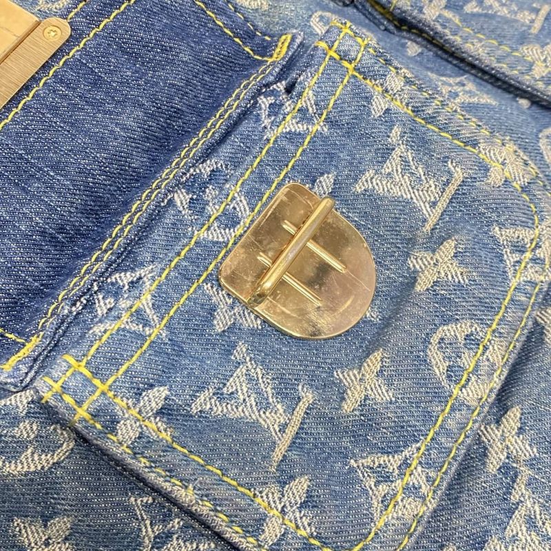 Louis Vuitton Bag Denim Baggy GM M95048 Blue Cotton Leather