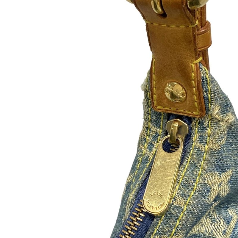 Louis Vuitton Bag Denim Baggy GM M95048 Blue Cotton Leather