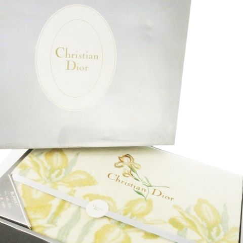 Christian DIOR Blanket Cotton Blanket Single Logo Embroidery Iris Floral