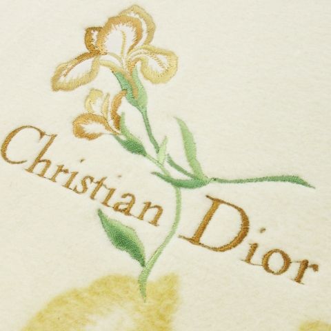 Christian DIOR Blanket Cotton Blanket Single Logo Embroidery Iris Floral