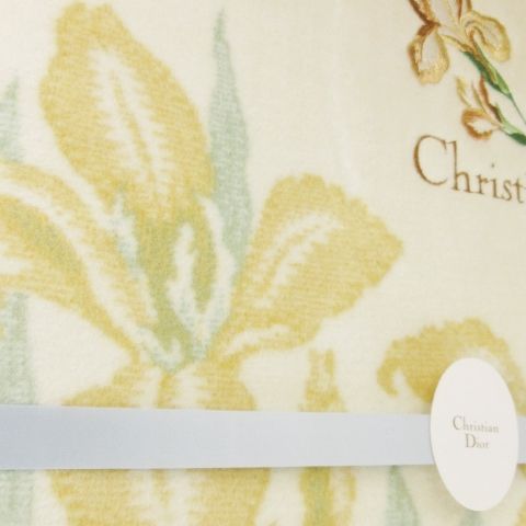Christian DIOR Blanket Cotton Blanket Single Logo Embroidery Iris Floral