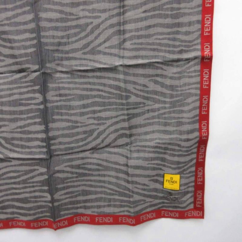 Fendi Handkerchief Mini Scarf Zebra Pattern All Over Gray