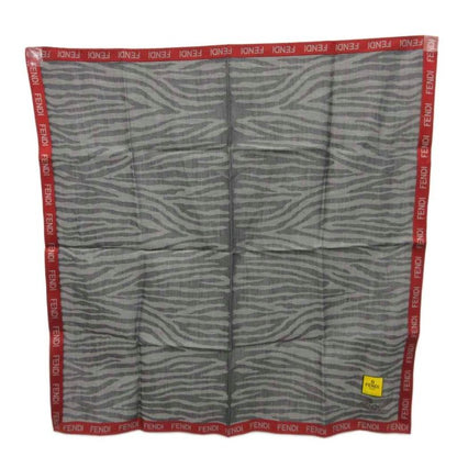 Fendi Handkerchief Mini Scarf Zebra Pattern All Over Gray