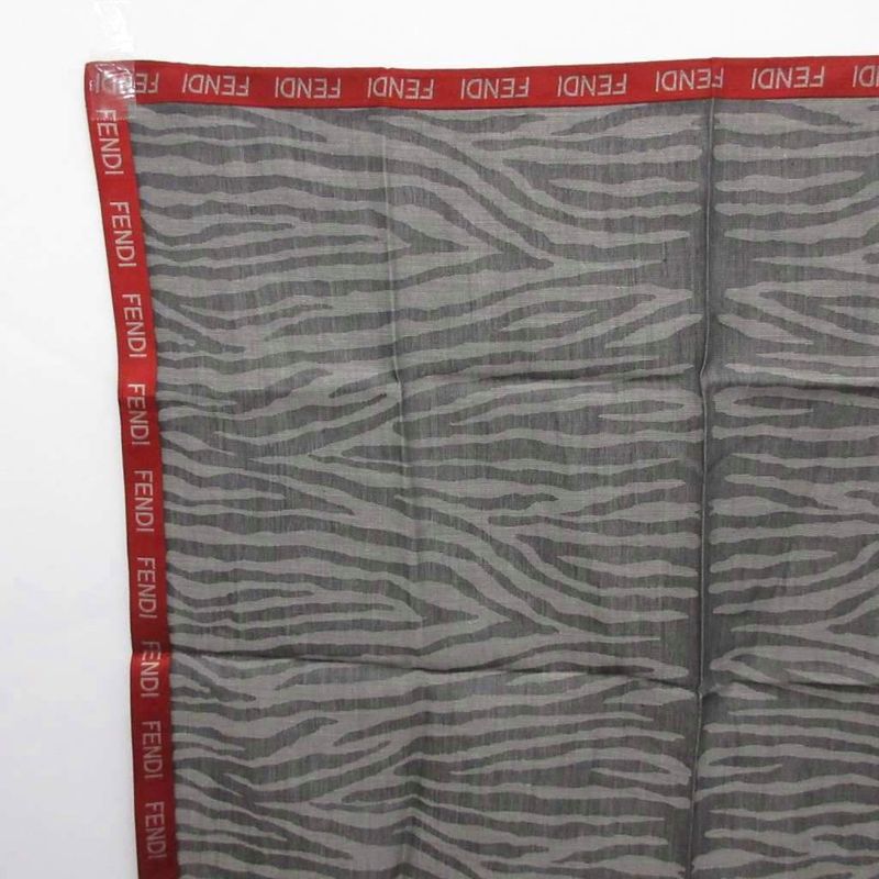 Fendi Handkerchief Mini Scarf Zebra Pattern All Over Gray