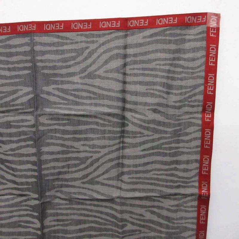 Fendi Handkerchief Mini Scarf Zebra Pattern All Over Gray