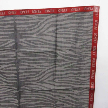 Fendi Handkerchief Mini Scarf Zebra Pattern All Over Gray