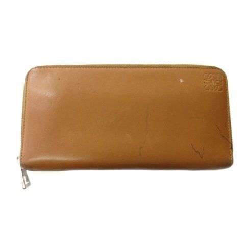 Loewe Long Wallet Round Zipper Leather Brown