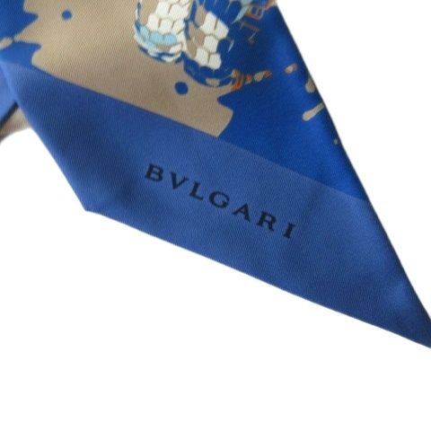 Bulgari Scarf All-over Painted Silk Blue