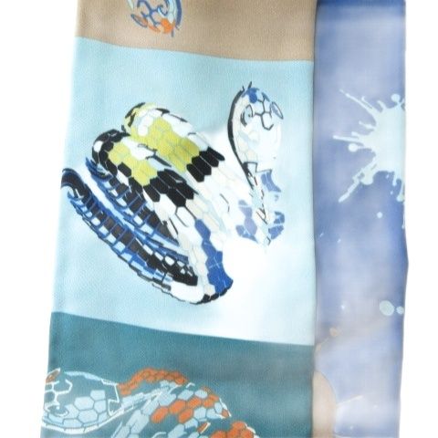 Bulgari Scarf All-over Painted Silk Blue