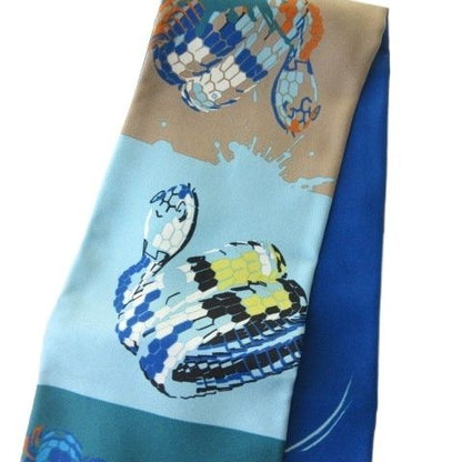 Bulgari Scarf All-over Painted Silk Blue