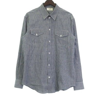 Celine 20AW Shirt Striped Long Sleeves Blue 40 M Approx