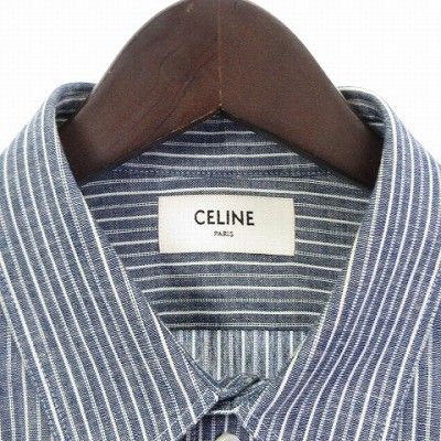 Celine 20AW Shirt Striped Long Sleeves Blue 40 M Approx