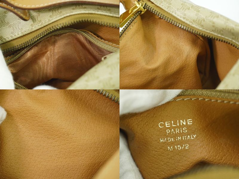 Authentic Celine Macadam Handbag Pouch PVC Beige Macadam Bag Pre-owned [follow-u
