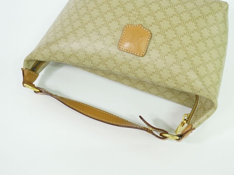 Authentic Celine Macadam Handbag Pouch PVC Beige Macadam Bag Pre-owned [follow-u