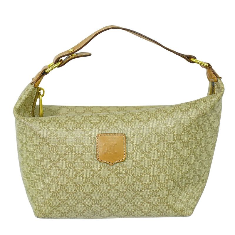 Authentic Celine Macadam Handbag Pouch PVC Beige Macadam Bag Pre-owned [follow-u