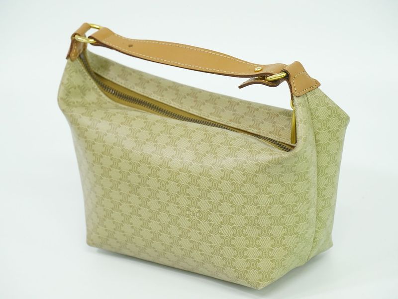 Authentic Celine Macadam Handbag Pouch PVC Beige Macadam Bag Pre-owned [follow-u