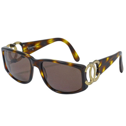 Authentic Chanel Coco Mark Tortoiseshell Pattern Sunglasses Eyewear Plastic GP