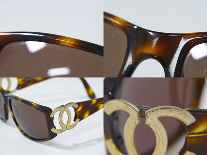 Authentic Chanel Coco Mark Tortoiseshell Pattern Sunglasses Eyewear Plastic GP