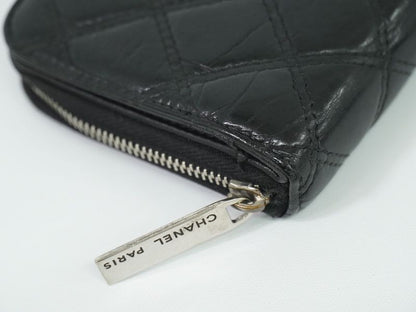 Authentic Chanel Paris New York Line Matelasse Round Zipper Long Wallet Long