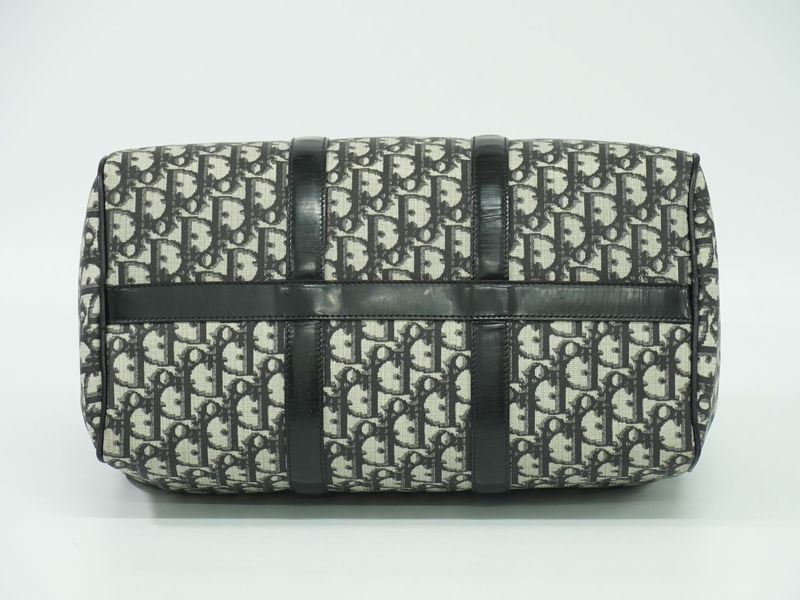 Authentic Christian DIOR Trotter Boston Bag Handbag PVC Patent Leather Black