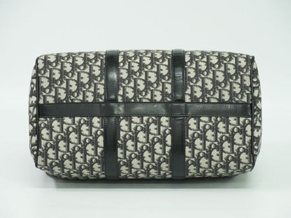 Authentic Christian DIOR Trotter Boston Bag Handbag PVC Patent Leather Black