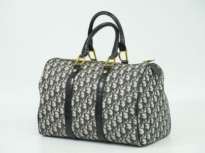 Authentic Christian DIOR Trotter Boston Bag Handbag PVC Patent Leather Black