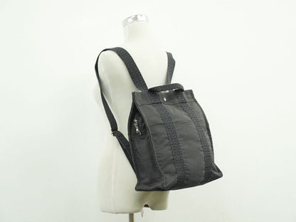 Authentic Hermes Her Line Ado MM Backpack Sac Backpack Canvas Gray Her Line Ado