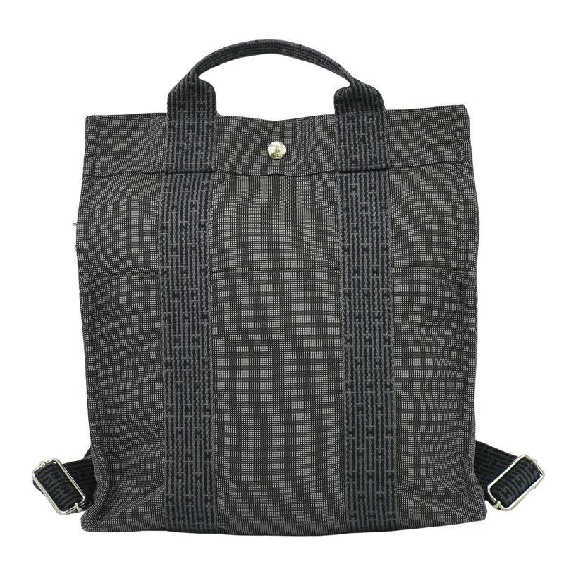 Authentic Hermes Her Line Ado MM Backpack Sac Backpack Canvas Gray Her Line Ado