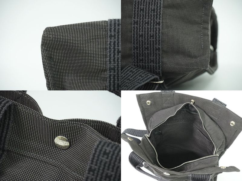 Authentic Hermes Her Line Ado MM Backpack Sac Backpack Canvas Gray Her Line Ado