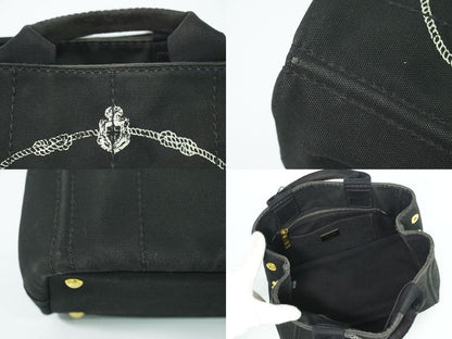 Authentic Prada Mini Canapa Tote Handbag Canvas Black Bn2439 Mini Canapa Bag