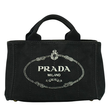 Authentic Prada Mini Canapa Tote Handbag Canvas Black Bn2439 Mini Canapa Bag