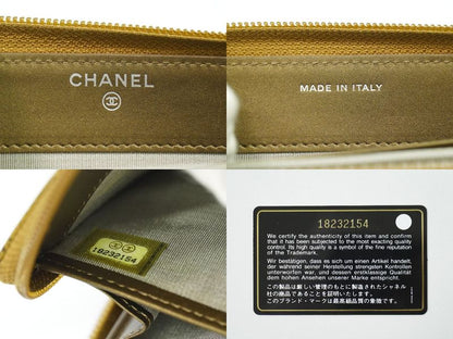 Authentic Chanel Coco Mark Round Zipper Long Wallet Long Wallet Caviar Skin