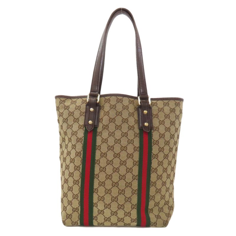 Gucci 162899 GG Sherry Line Tote Bag Canvas Women