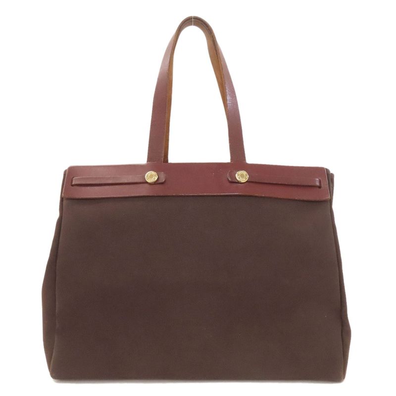 Hermes Herbag Cabas Su Gold Hardware Tote Bag Toile Offiche Women