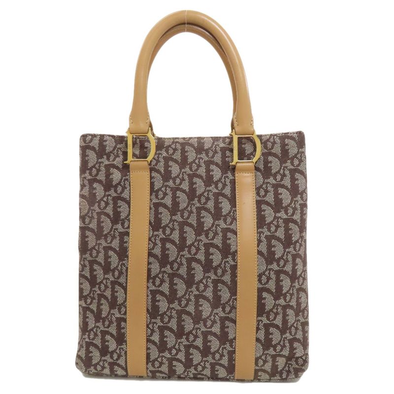 Christian DIOR Trotter Pattern Tote Bag Canvas Women