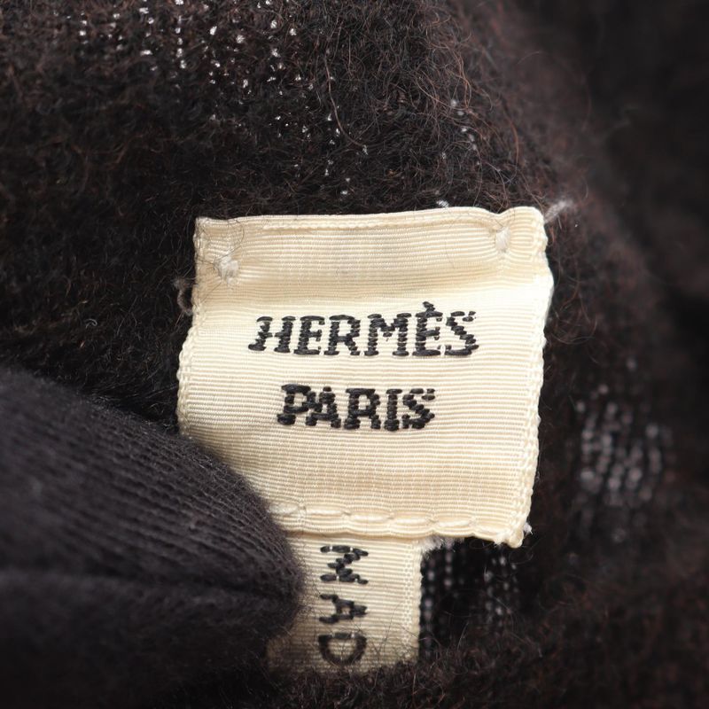 Hermes Knit Bolduc Ribbon Orange X Brown Silk Cashmere Top Women's Used C