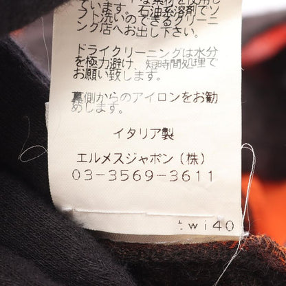 Hermes Knit Bolduc Ribbon Orange X Brown Silk Cashmere Top Women's Used C