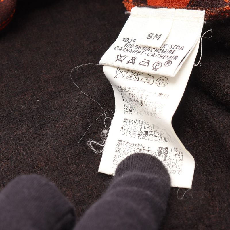 Hermes Knit Bolduc Ribbon Orange X Brown Silk Cashmere Top Women's Used C